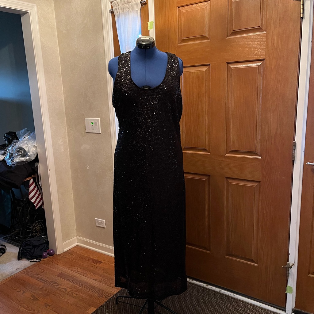 Banana Republic Black Sequence Bias-Cut Dress
